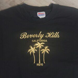 Beverly Hills California Embroidered Palm Tree Souvenir Tee Black XXL 90210
